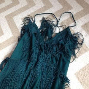 fringe mesh strappy midi bodycon dress